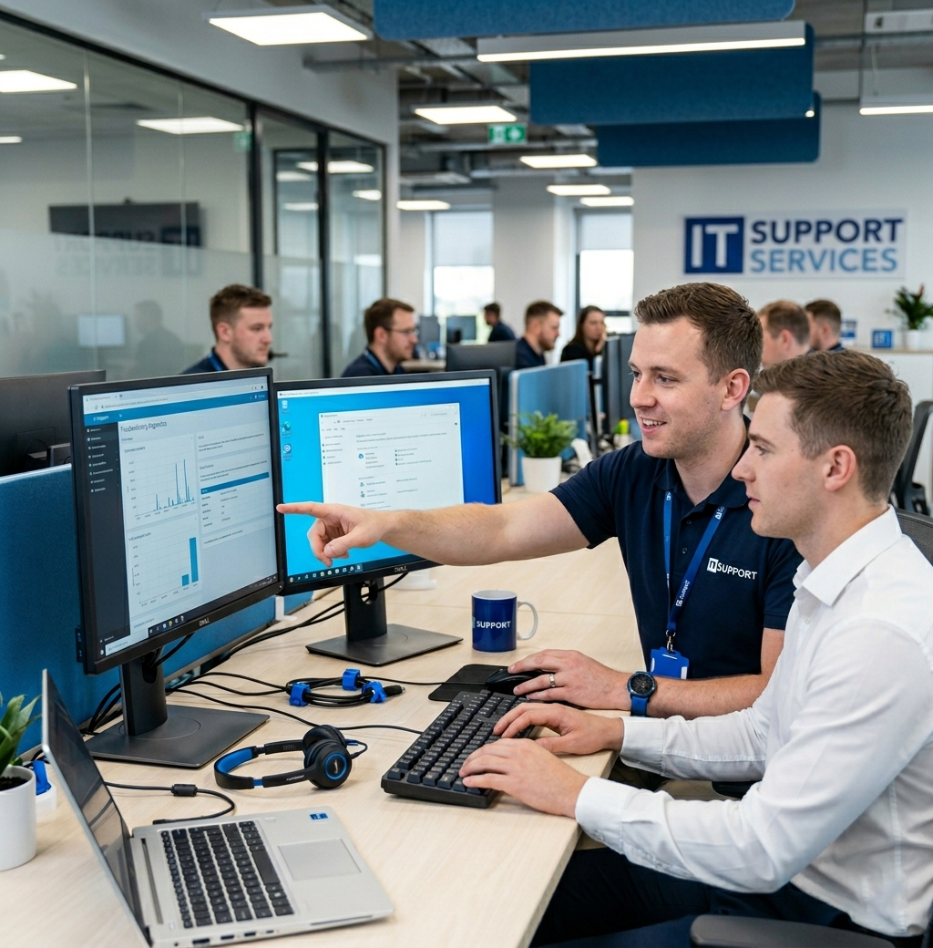 IT Support Services technicians assisting a client