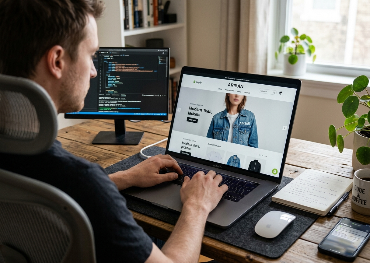 Shopify store displayed on a laptop screen